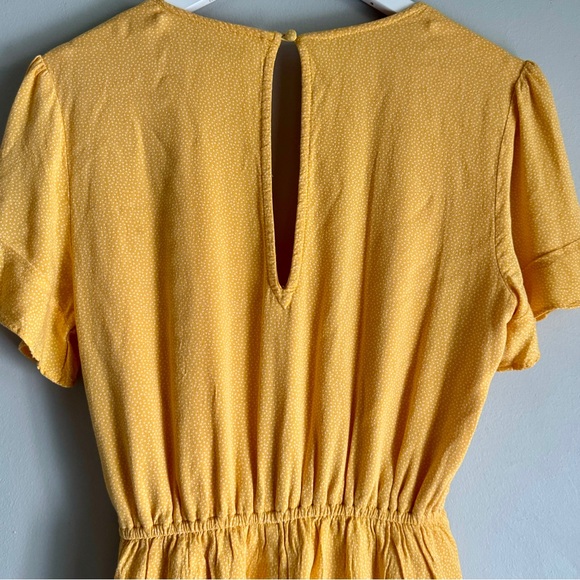Abercrombie & Fitch Yellow Polka Dot Side Tie Waist Ruffle Trim Romper Sz Large - Picture 9 of 9